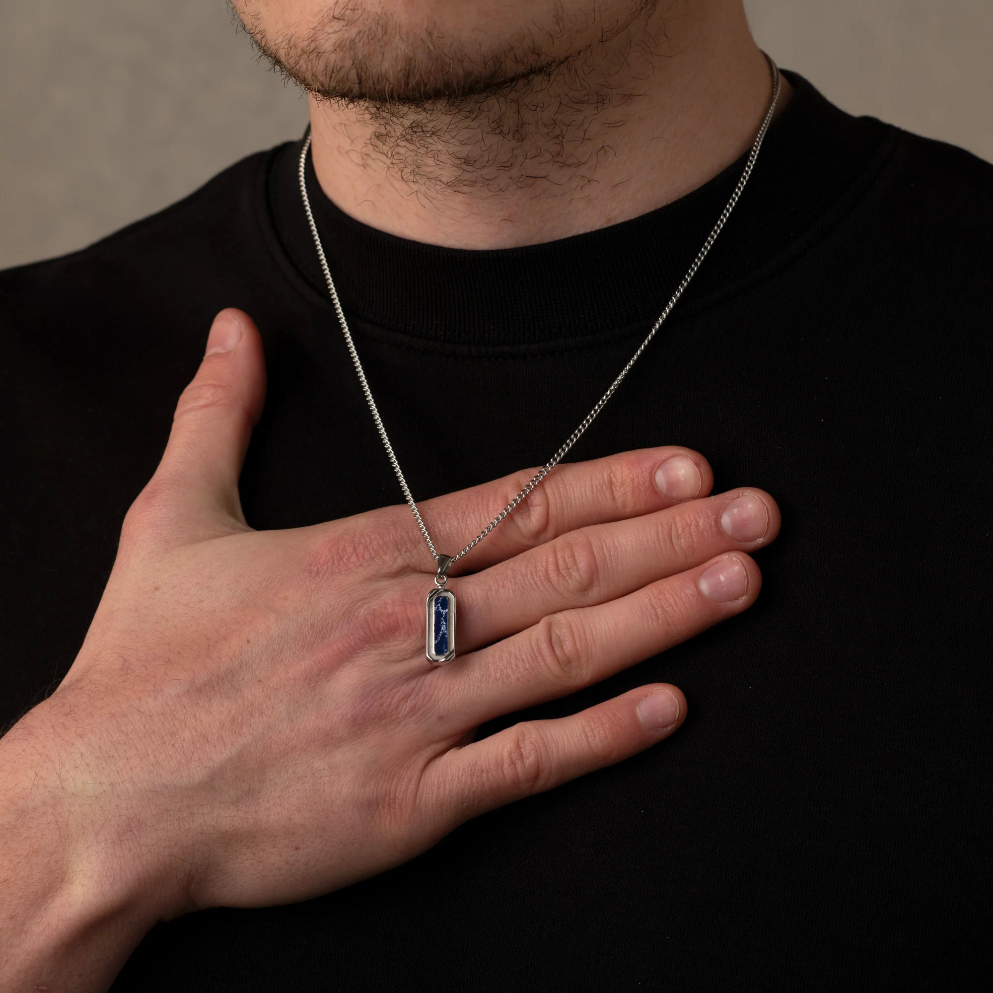 Silver Lapis Lazuli Necklace Pendant - Image 4